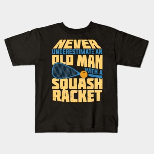 Old Man Squash Player Gift Kids T-Shirt